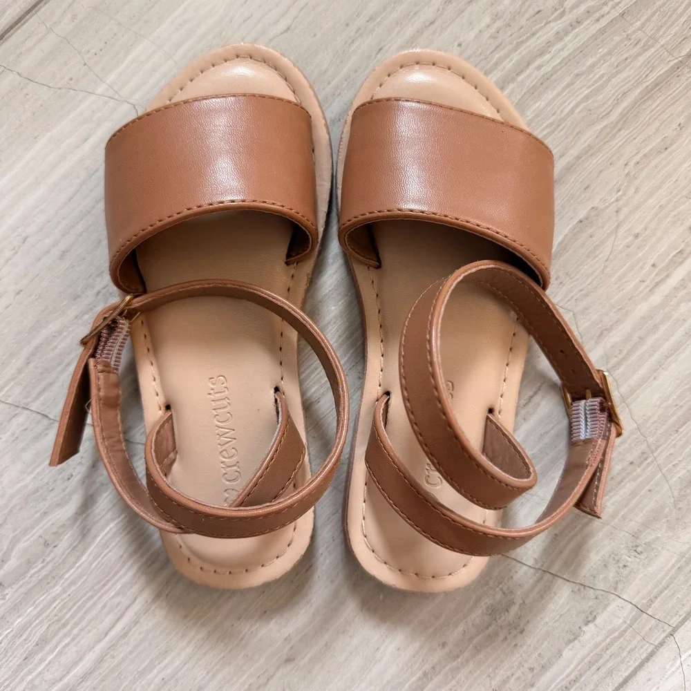 Crewcuts Sandals Ankle Strap Outing Vacation Walking Comfort Tan BF051 K10 EUC